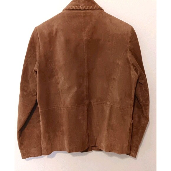 Vtg Relativity Womens M Brown Genuine Suede Leather Jacket Stitching Y2K - Picture 8 of 13